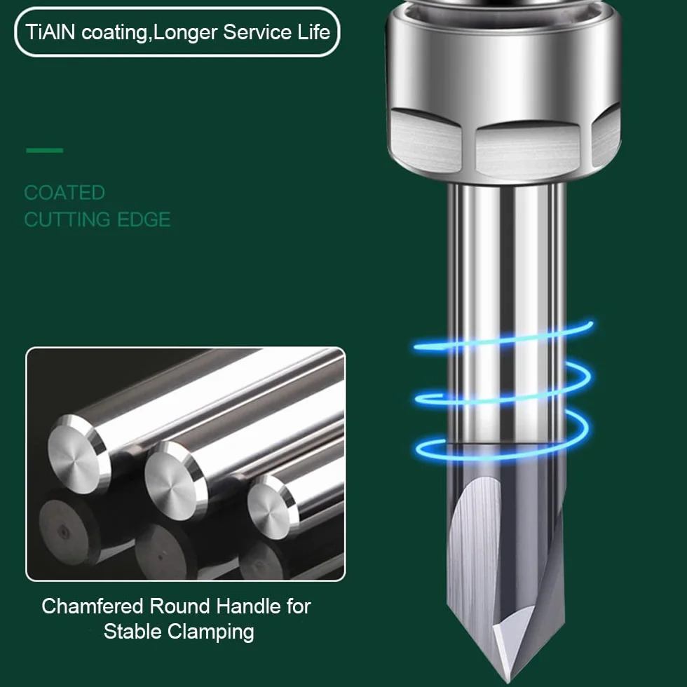 ASNOMY Fresa de torneado de 3 mm VHM con 3 hélices, fresadora de ranuras de 90 grados, fresadora CNC con revestimiento de TiAlN para máquinas herramienta y chaflanado