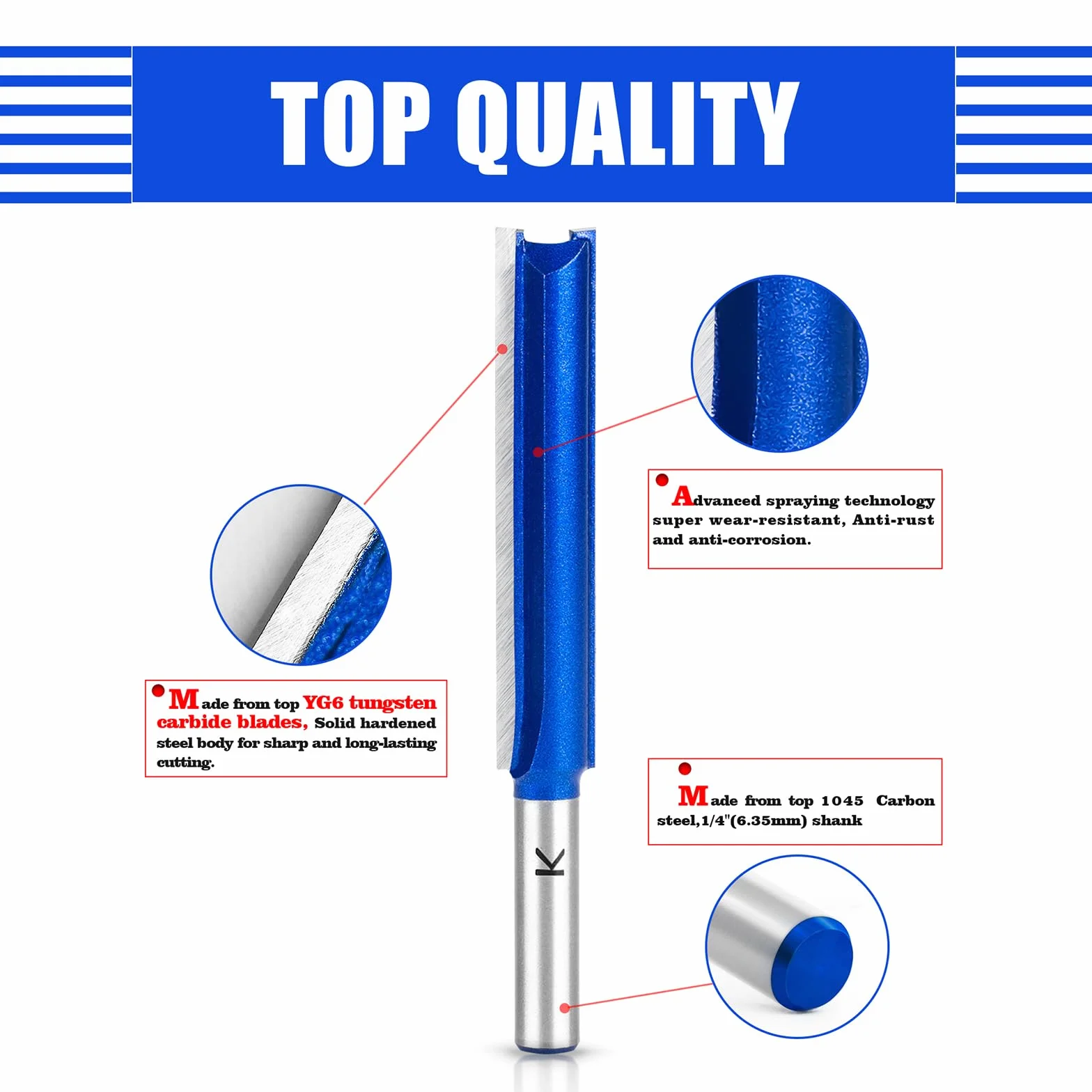 1 fresa recta para fresadora de 8 mm, fresa de ranura extralarga para madera, longitud de trabajo extra larga, 50 mm