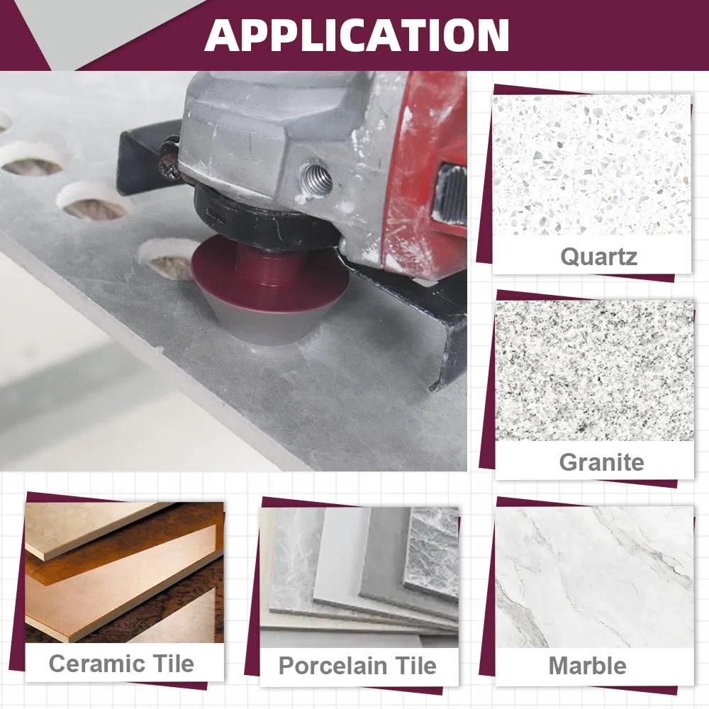 Broca de Chaflán de Diamante 50mm x M14 - Fresa para Biselar Amolar Recortar Agujeros en Cerámica Porcelánico Azulejos Mármol Granito