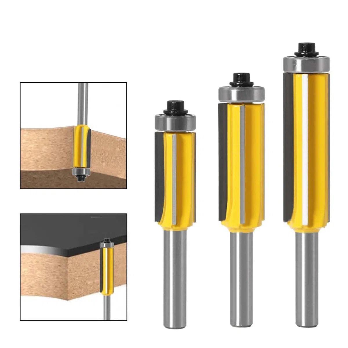 Fresa de enrasado de 4 piezas con vástago de 8 mm, fresa para copiadora y fresadora, rodamiento de bolas, fresa de ranura de 8 mm