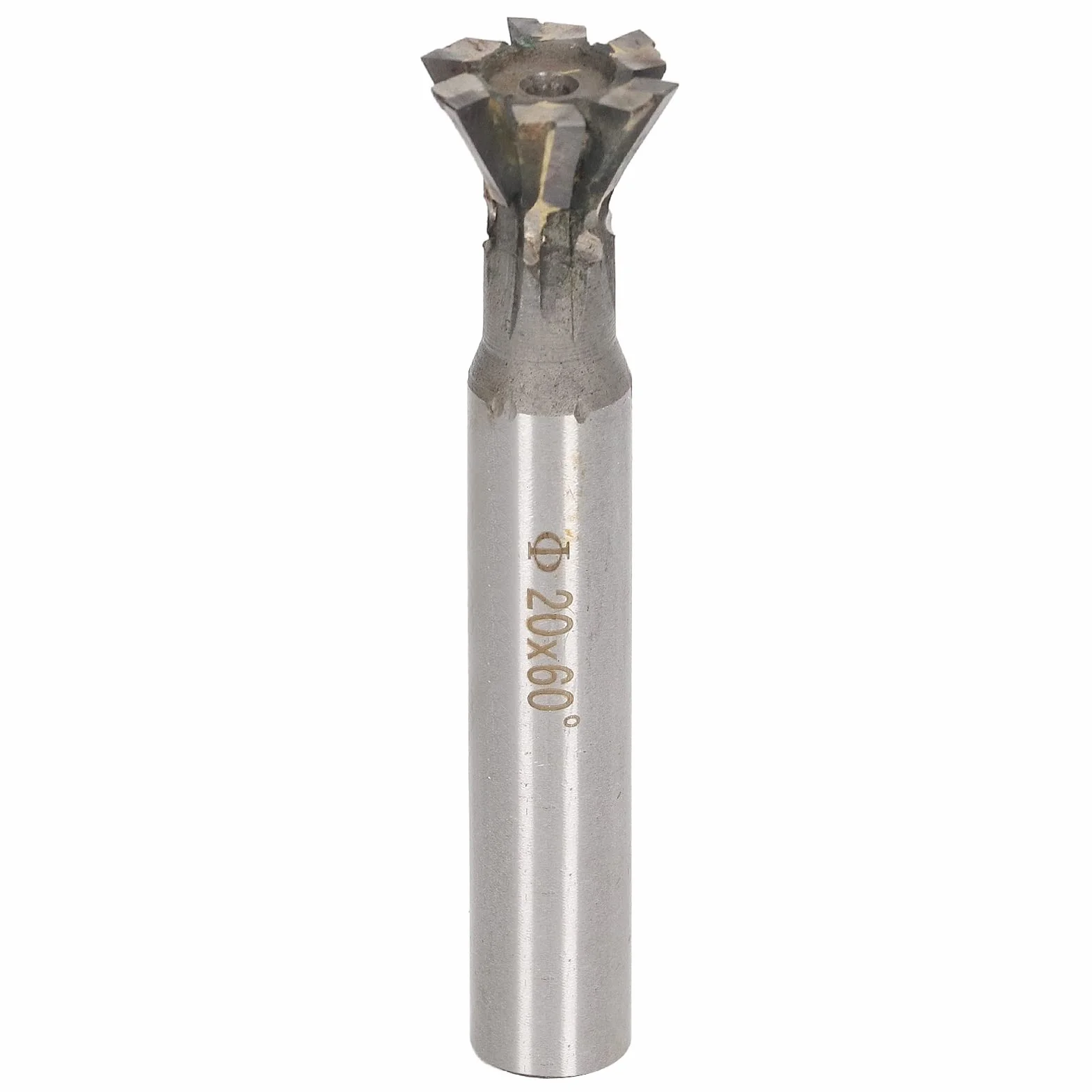 Fresa de Cola de Milano de 60 Grados, Fresa de Cola de Milano de Vástago Recto de Carburo de 20 Mm Y 6 Flautas para Acero Inoxidable Acero Aleado Acero Al Carbono Y Otros Materiales Metálicos