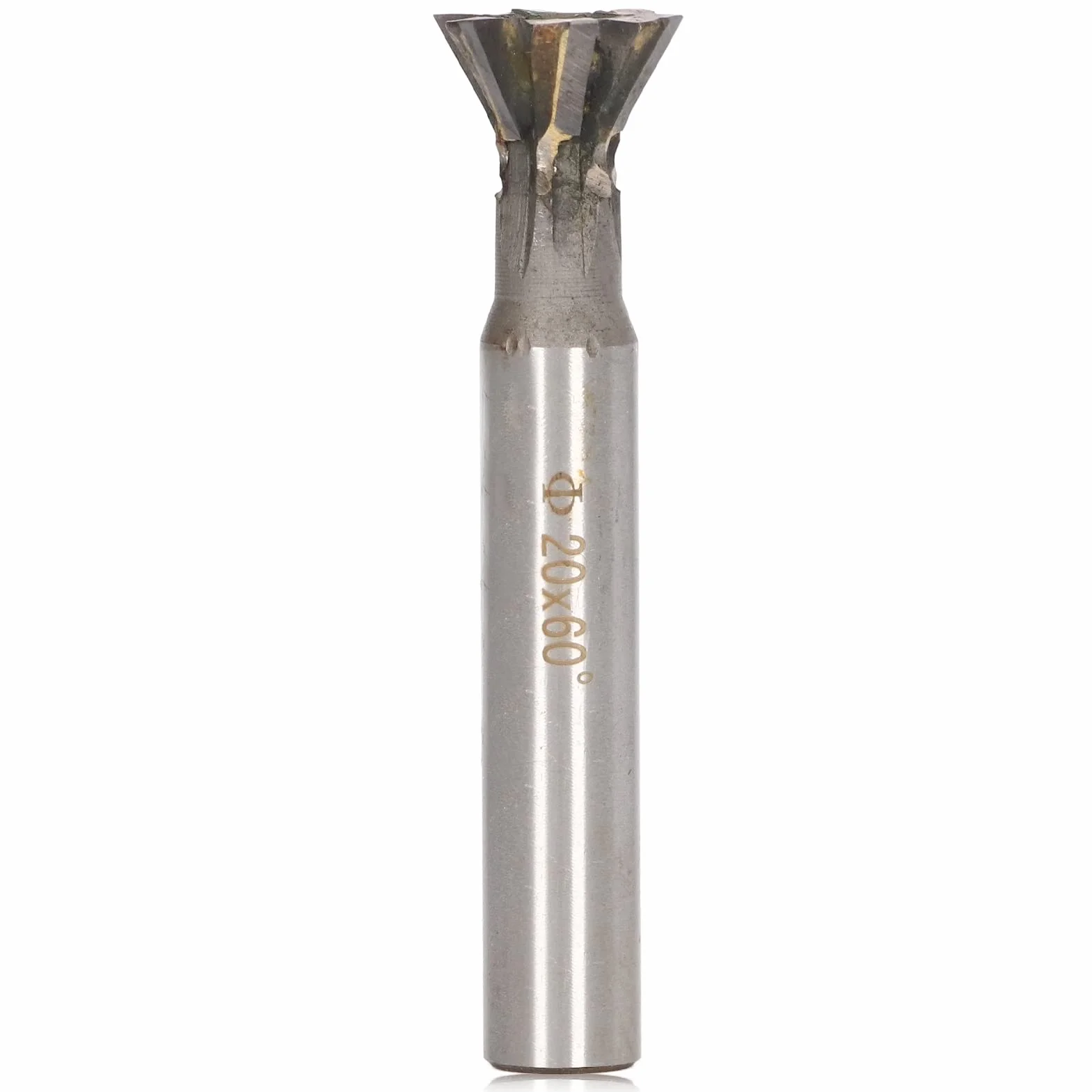 Fresa de Cola de Milano de 60 Grados, Fresa de Cola de Milano de Vástago Recto de Carburo de 20 Mm Y 6 Flautas para Acero Inoxidable Acero Aleado Acero Al Carbono Y Otros Materiales Metálicos