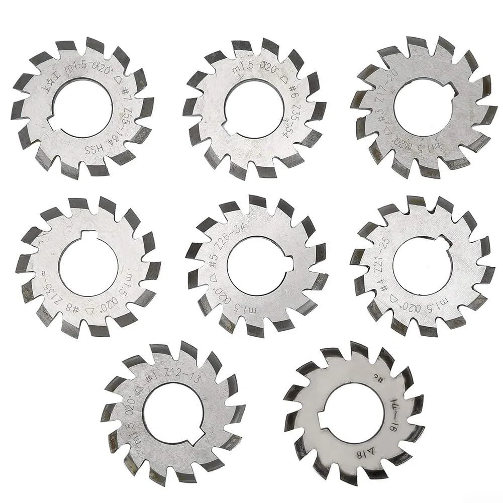 Juego de fresas de engranajes HSS M1.5, orificio de 22 mm, ángulo de presión de 20 °, módulo 1.5 engranajes cónicos para mecanizado de metales CNC