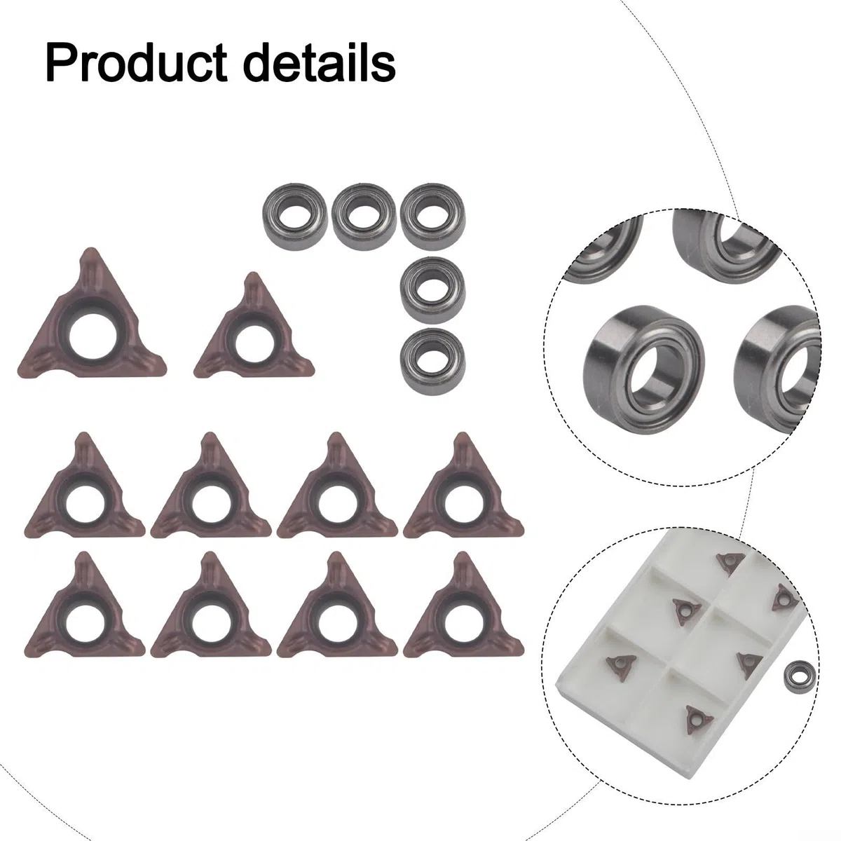 Juego de repuesto de cabezal de corte triangular para mini máquinas de biselado neumáticas con cuchillas de acero de tungsteno y rodamientos adicionales