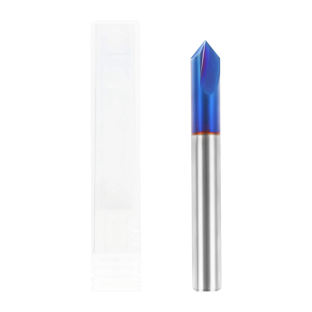 Molino de Extremo de Chaflán 1pcs Fresa de Chaflán de Acero de Tungsteno Con Recubrimiento Azul, Broca de Ranura en V de Carburo, 90 Grados 2 Flauta Molino de Chaflán para Tallar y Biselar(6 * 50mm)