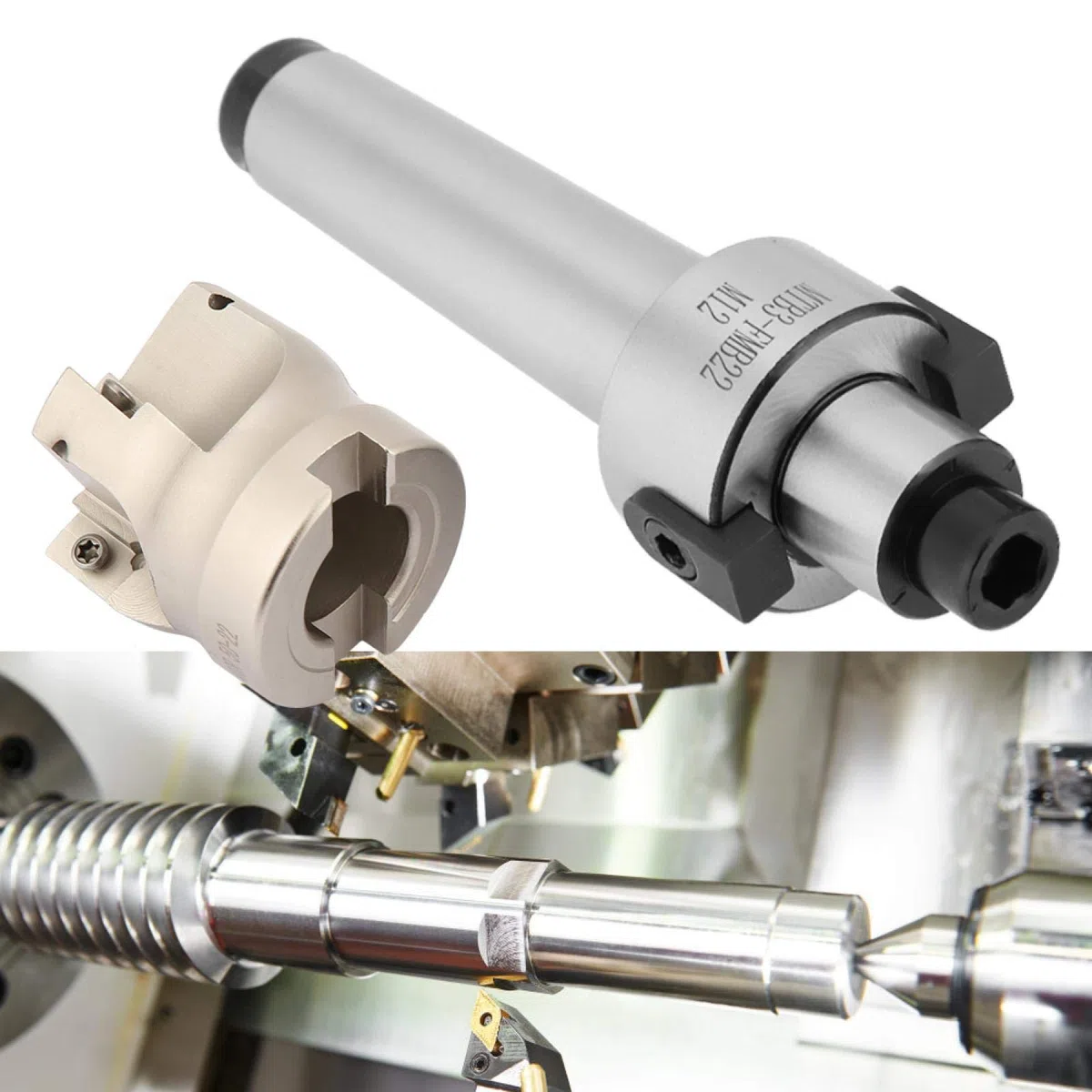 Cortador de fresado frontal, MT3-FMB22 Extensión del soporte del molino 400R-50-22 Cortador de fresado frontal 10 piezas APMT1604 Insertos de carburo CNC