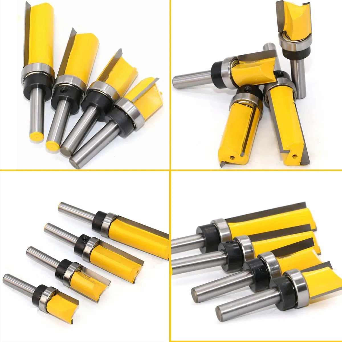 Fresa de enrasado de 4 piezas con vástago de 8 mm, fresa para copiadora y fresadora, rodamiento de bolas, fresa de ranura de 8 mm