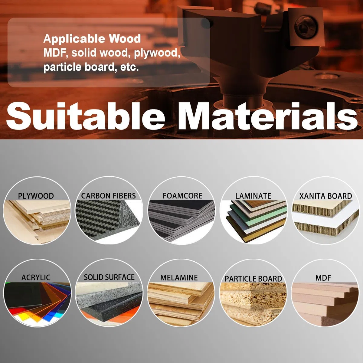 Fresa de Superficie, Fresa Planadora de 8 mm para Madera Diámetro de Corte 39mm, con 8 Cuchillas, Fresa de Spoilboard para Fresadora CNC Alisado y Nivelación Profesional