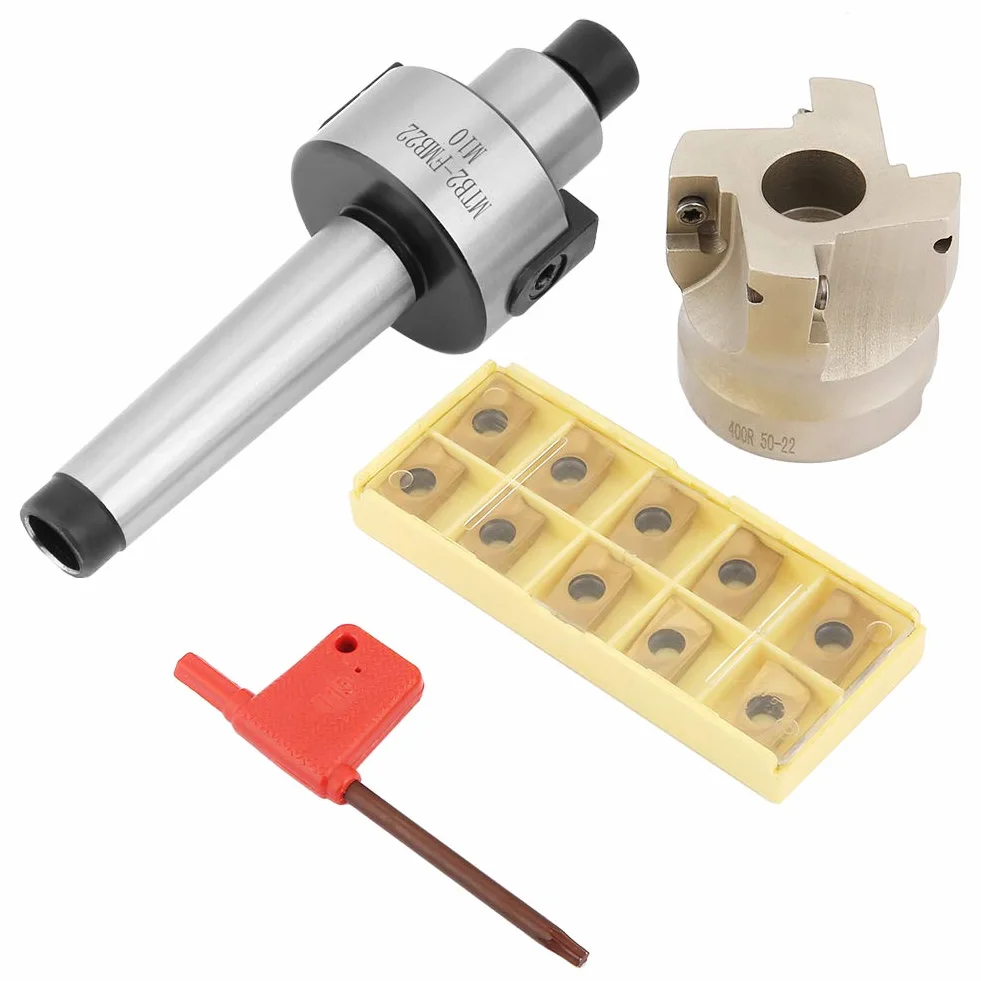 Molino De Planear Mt2-Fmb22 Soporte De Molino De Planear + Cortador De Fresado De Extremo De Espuma Cnc 400r-50-22 + 10 Piezas De Carburo Apmt1604