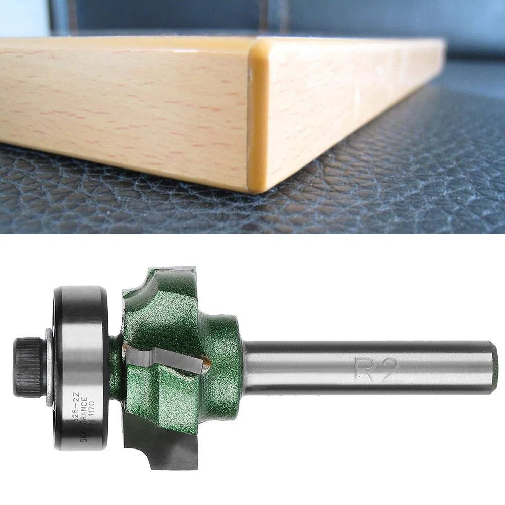 R1 / R2 / R3 Fresa para trabajar la madera 4 dientes Recorte Cortador Edge Trimmer Router Bit Tungsten Steel para recortar después del borde de la banda(1/4 * R2)