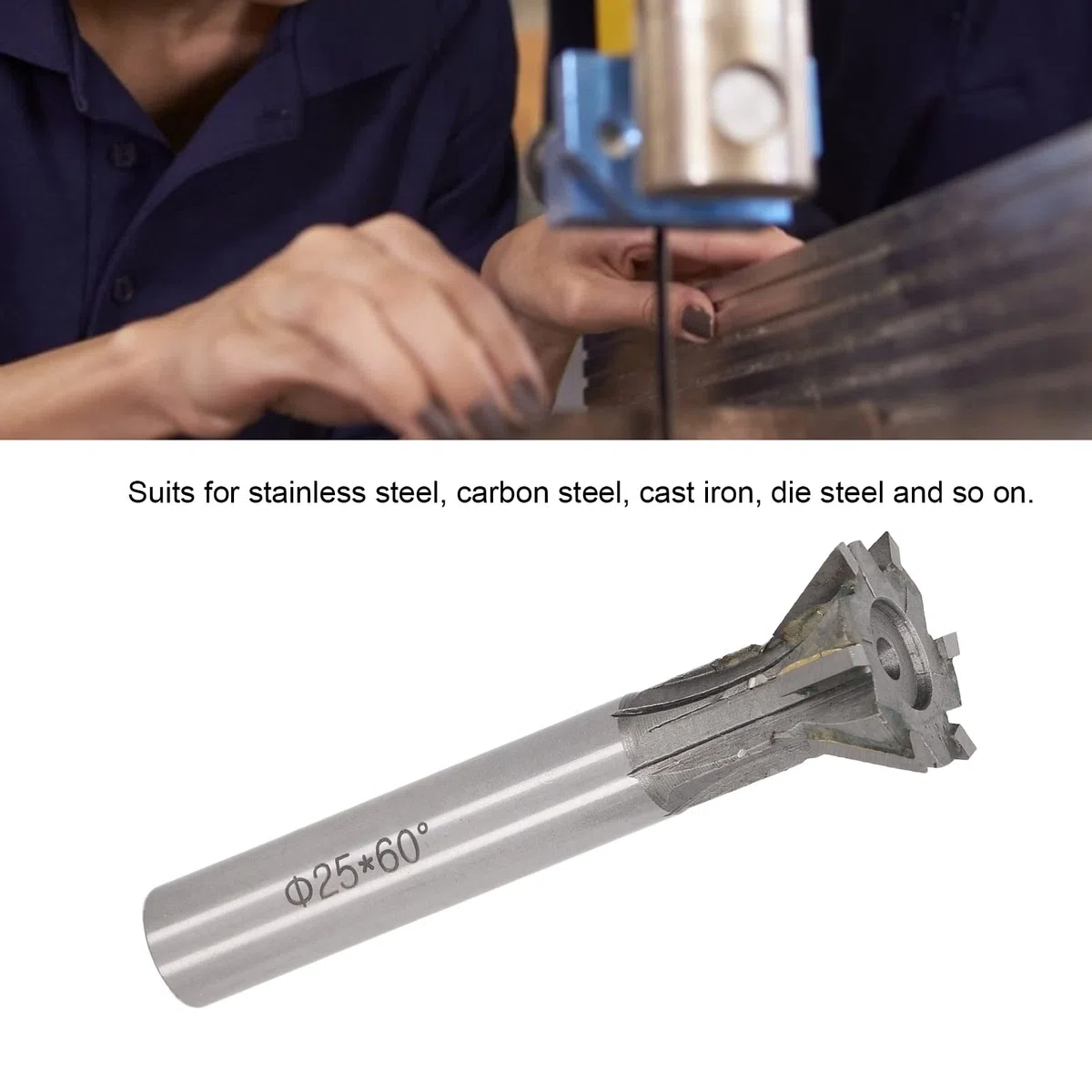 Fresa, 25 mm de diámetro 6 flautas Vástago recto de cola de milano para torno Fresa de procesamiento de metal de carburo cementado
