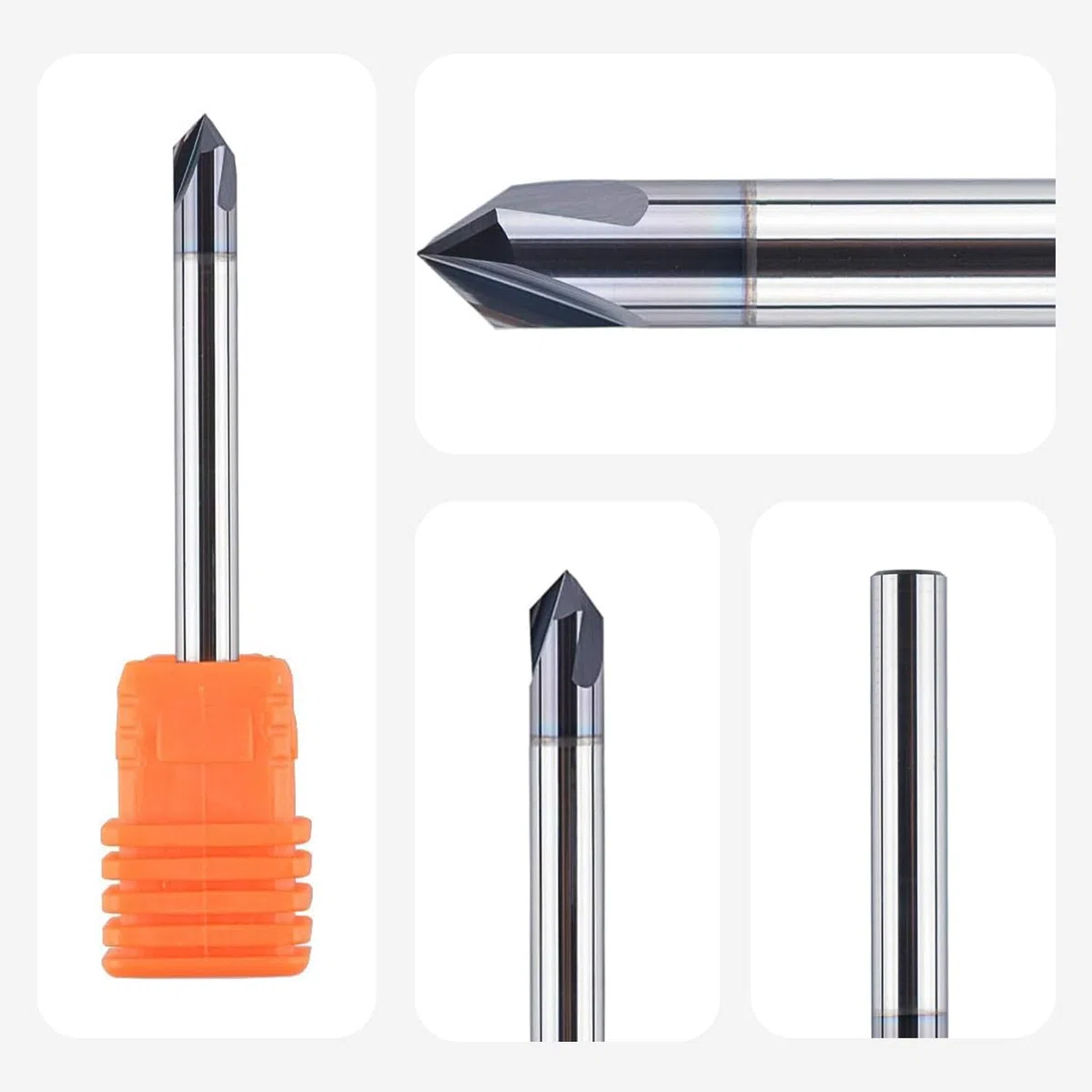 SpeTool Fresa Grabado Fresa para Madera 4mm Fresa 90 Grados Fresa Chaflan Fresa de Ranura en V 3 Filos Carburo Sólido de Tungsteno con TiAlN Revestimiento Fresas de V para CNC para Chaflanes Grabar