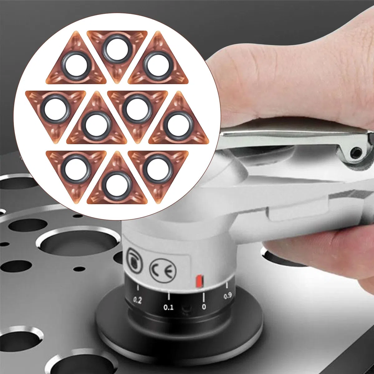 10 cabezales de corte triangulares para máquina de biselado neumático, ángulo C/R de alta precisión para mini máquina de biselado neumático biselado (ángulo C x 10)