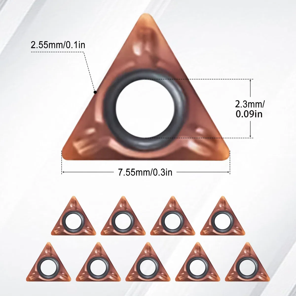 10 cabezales de corte triangulares para máquina de biselado neumático, ángulo C/R de alta precisión para mini máquina de biselado neumático biselado (ángulo C x 10)