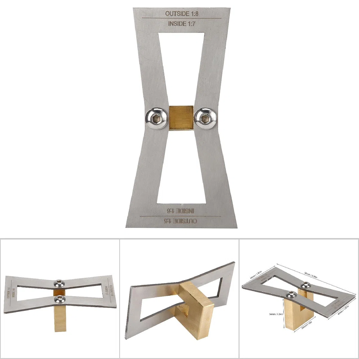 Herramienta de Cola de Milano, Regla de Cola de Milano Calibre de Cola de Milano de Acero Inoxidable Preciso para Empalmes de Placas para Conexión Rectangular para Reparación de Grietas(Sin escala)