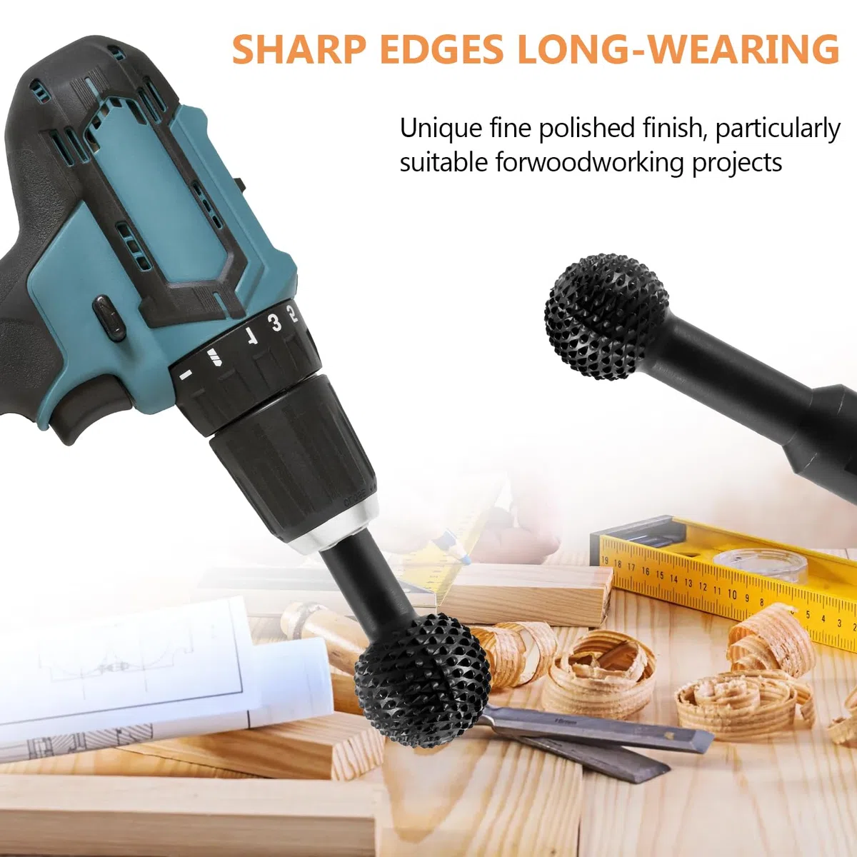 2 Piezas Fresa Esférica Giratoria para Madera de 25 mm/40 mm, Robustas y Fáciles de Usar, Amplia Gama de Aplicaciones, Cortador de Bolas, para Amoladora Angular de 115/125 mm (negro)