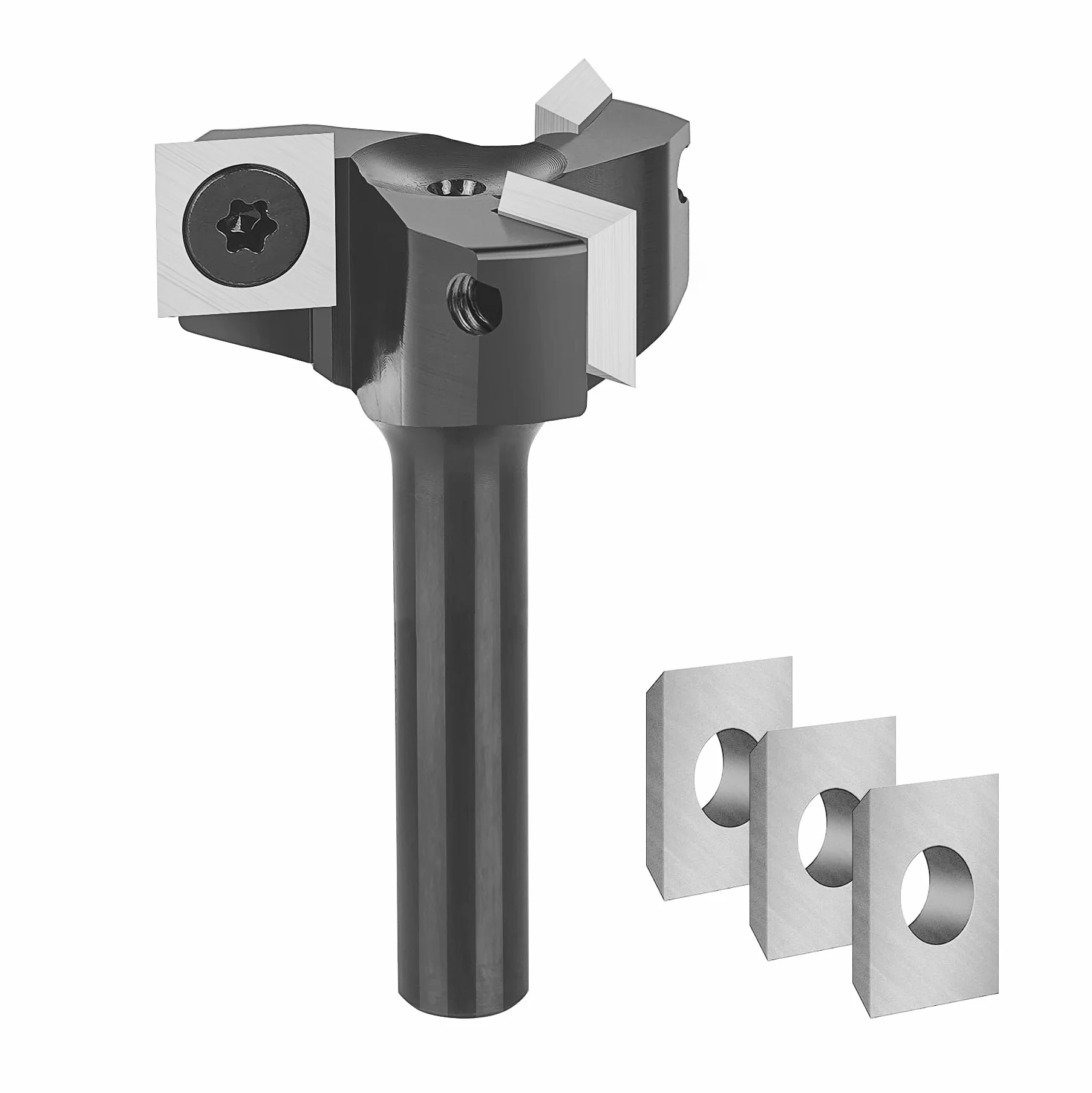 SpeTool Fresa planadora de 8 mm, vástago de 35 mm de diámetro, fresa de superficie precisa con 3 cuchillas de metal duro intercambiables (10,5 mm x 10,5 mm x 2,2 mm), 3 flautas, CNC VHM, fresa