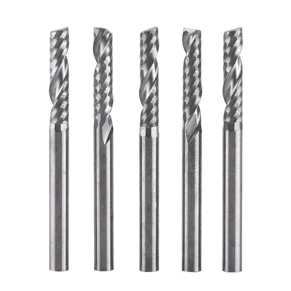 Molino de Extremo del Carburo de Tungsteno 5pcs 3.175mm (1/8") Fresas de Fresado Rotativas del CNC del Solo del Eje de Fresado de la Flauta Fijadas Poco