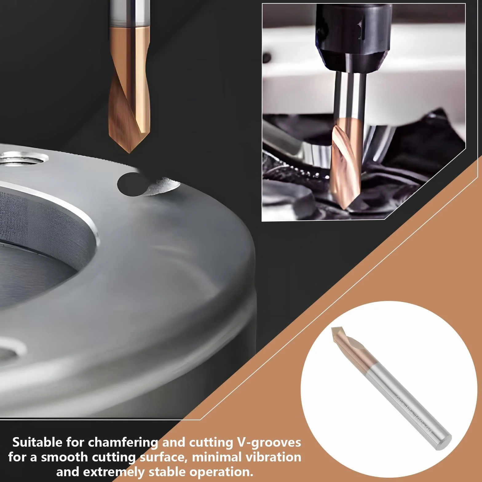 2 brocas de fresado biselado con mango de 6 mm, ranura en V, fresa de 90 grados con revestimiento TiSiN, cortador de fresado de aleación dura para grabado de chaflanes