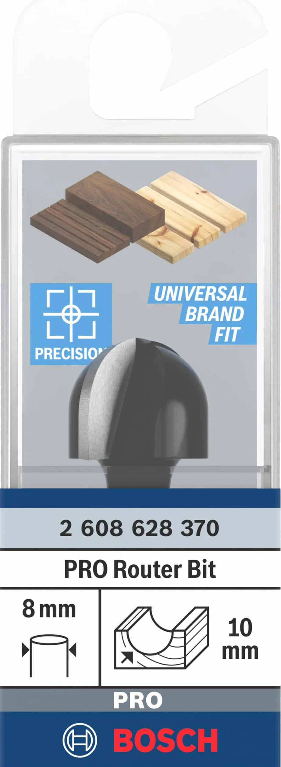 Bosch Professional 2 608 628 370 - Fresas para medias cañas - 8 mm, R1 10 mm, D 20 mm, L 12,4 mm, G 46 mm (pack de 1)