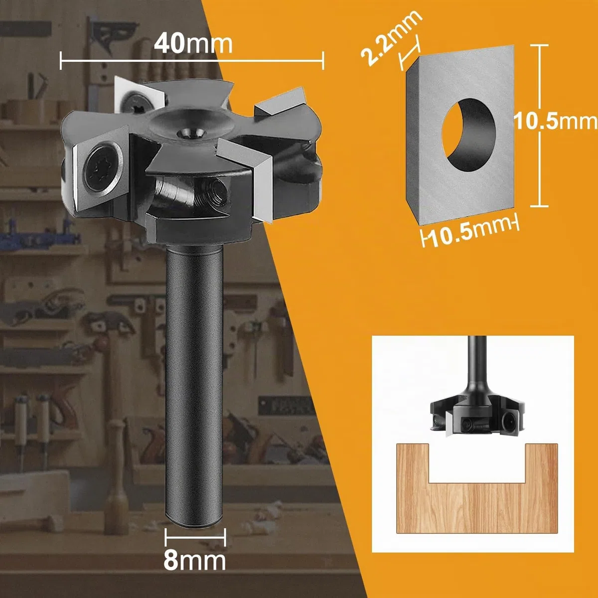 SpeTool Fresadora plana 8 mm eje 40 mm diámetro para fresado superior, 4 flautas CNC, cuchillas de carburo cementado