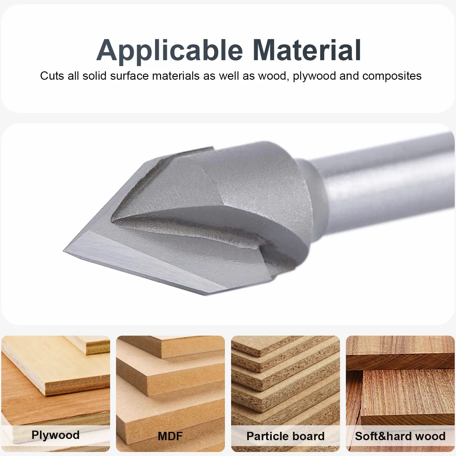 SpeTool Fresa Chaflan Fresa para Madera 6mm Fresa Grabado Fresa de Ranura en V Fresa 60 Grados 2 Filos Carburo Sólido de Tungsteno con TiAlN Revestimiento Fresas de V para CNC para Grabar Chaflanes