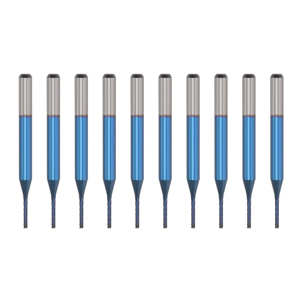 OTOTEC 10 Uds. Vástago de Corte de Molino de Maíz Recubierto de Azul de 1,0mm Diámetro 3.175 Longitud 38mm Fresa de Carburo de Tungsteno PCB Grabado CNC Router Bit para Maquinaria