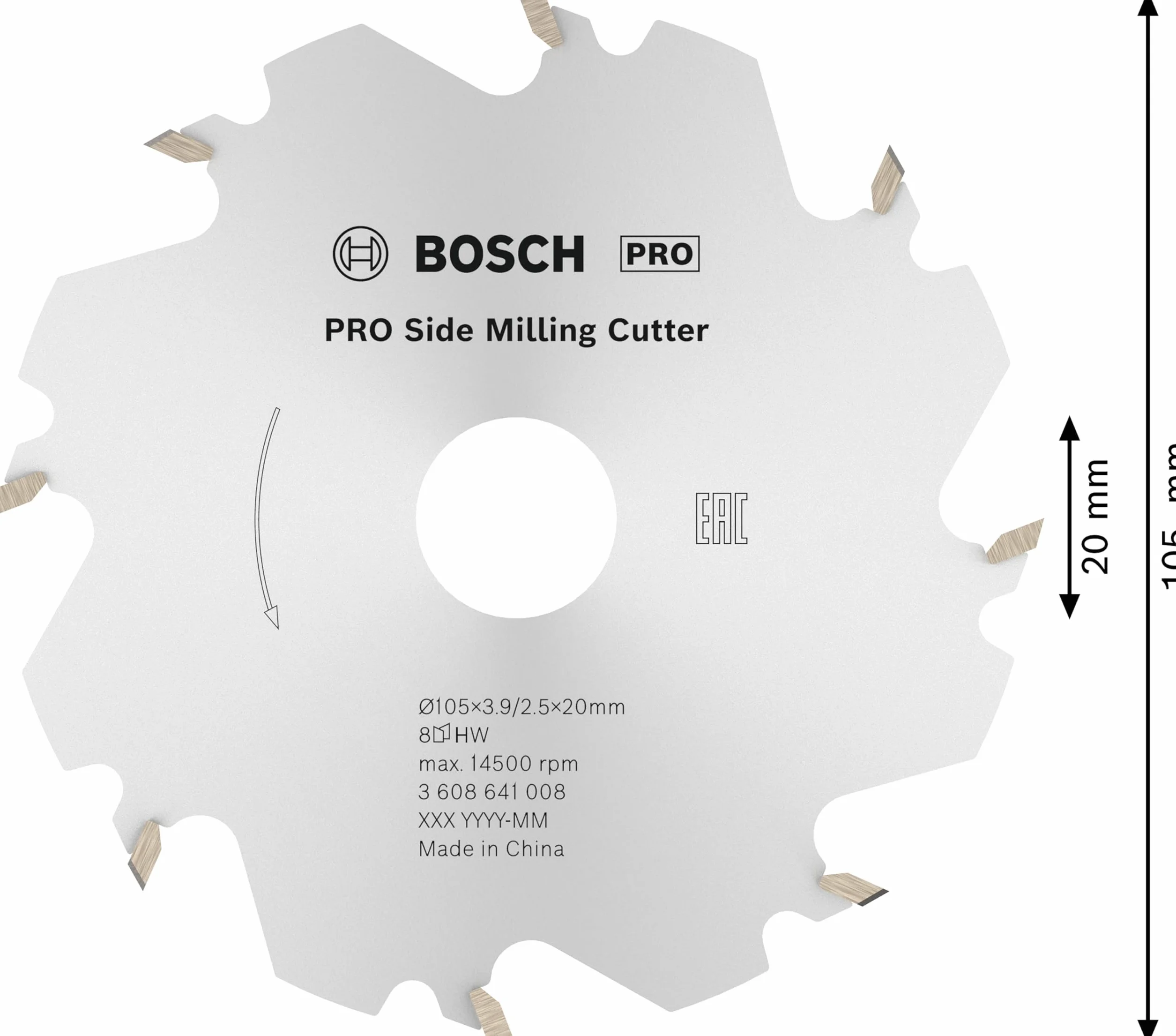 Bosch 3 608 641 008 - Fresas de disco - 8, 20 mm, 4 mm (pack de 1)