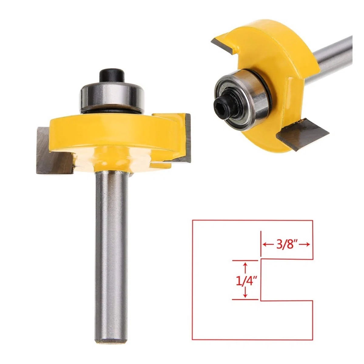 Cortador de fresado de hardware 1 pieza de 1/4 "Shank Fresing Cutter 3/8" T-Slot Ranura Groove Cutter Cutter Head Cortador de molienda de carpintería