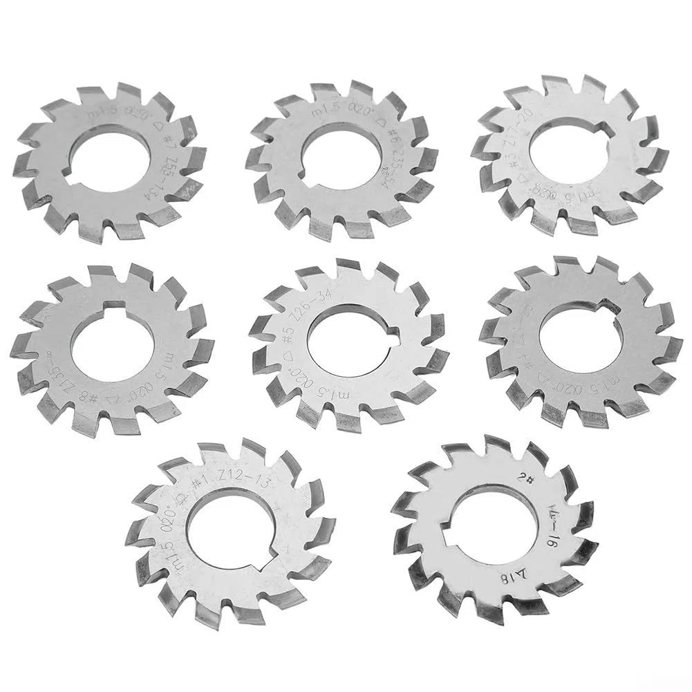 Juego de fresas de engranajes HSS M1.5, orificio de 22 mm, ángulo de presión de 20 °, módulo 1.5 engranajes cónicos para mecanizado de metales CNC