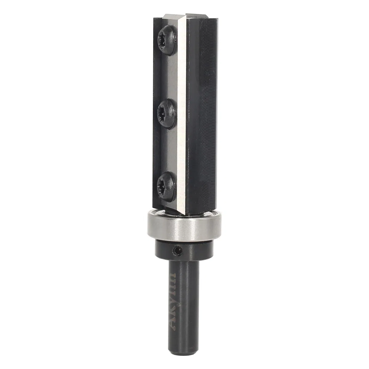 Fresa de enrasado con placa reversible de 8 mm de vástago, cuchilla de carburo intercambiable de 4 lados, fresa de enrasado para fresadora con rodamiento, fresadora de madera para el acabado de