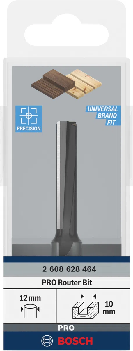 Bosch Professional 2 608 628 464 - Fresas de ranurar - 12 mm, D1 10 mm, L 40 mm, G 81 mm (pack de 1), Negro, Acero Inoxidable