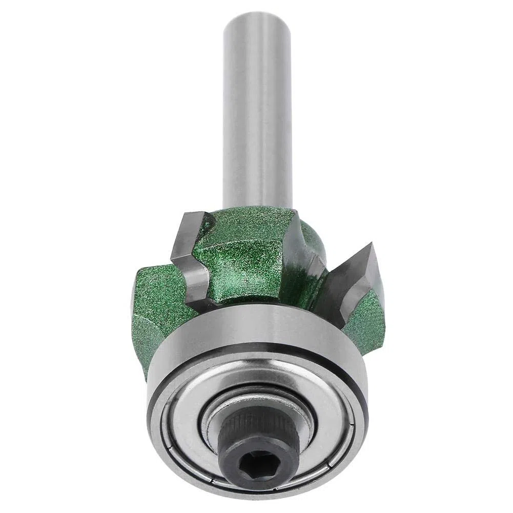 R1 / R2 / R3 Fresa para trabajar la madera 4 dientes Recorte Cortador Edge Trimmer Router Bit Tungsten Steel para recortar después del borde de la banda(1/4 * R2)