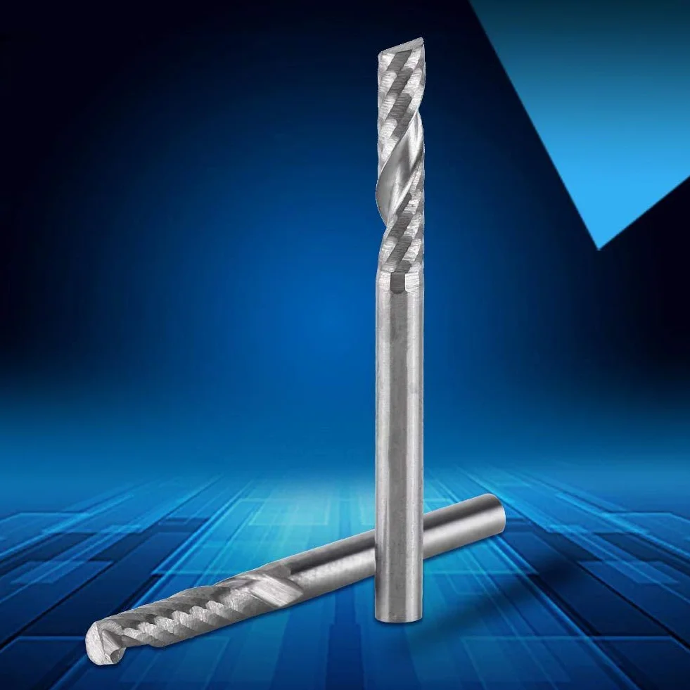 Molino de Extremo del Carburo de Tungsteno 5pcs 3.175mm (1/8") Fresas de Fresado Rotativas del CNC del Solo del Eje de Fresado de la Flauta Fijadas Poco