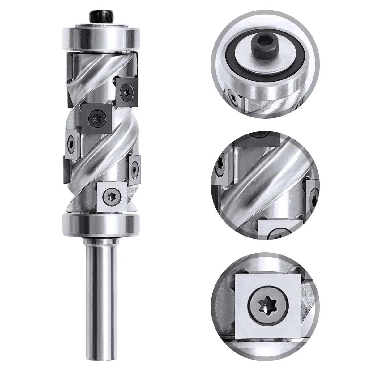 Fresa de enrasar indexable 12mm oveja, 30mm diámetro de corte fresa de ranurar en espiral copia router, fresa de enrasar router con rodamiento de bolas fresa de madera para el procesamiento de bordes