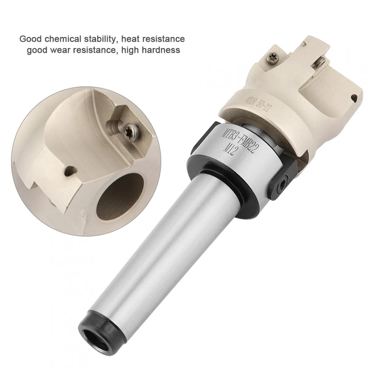 Cortador de fresado frontal, MT3-FMB22 Extensión del soporte del molino 400R-50-22 Cortador de fresado frontal 10 piezas APMT1604 Insertos de carburo CNC