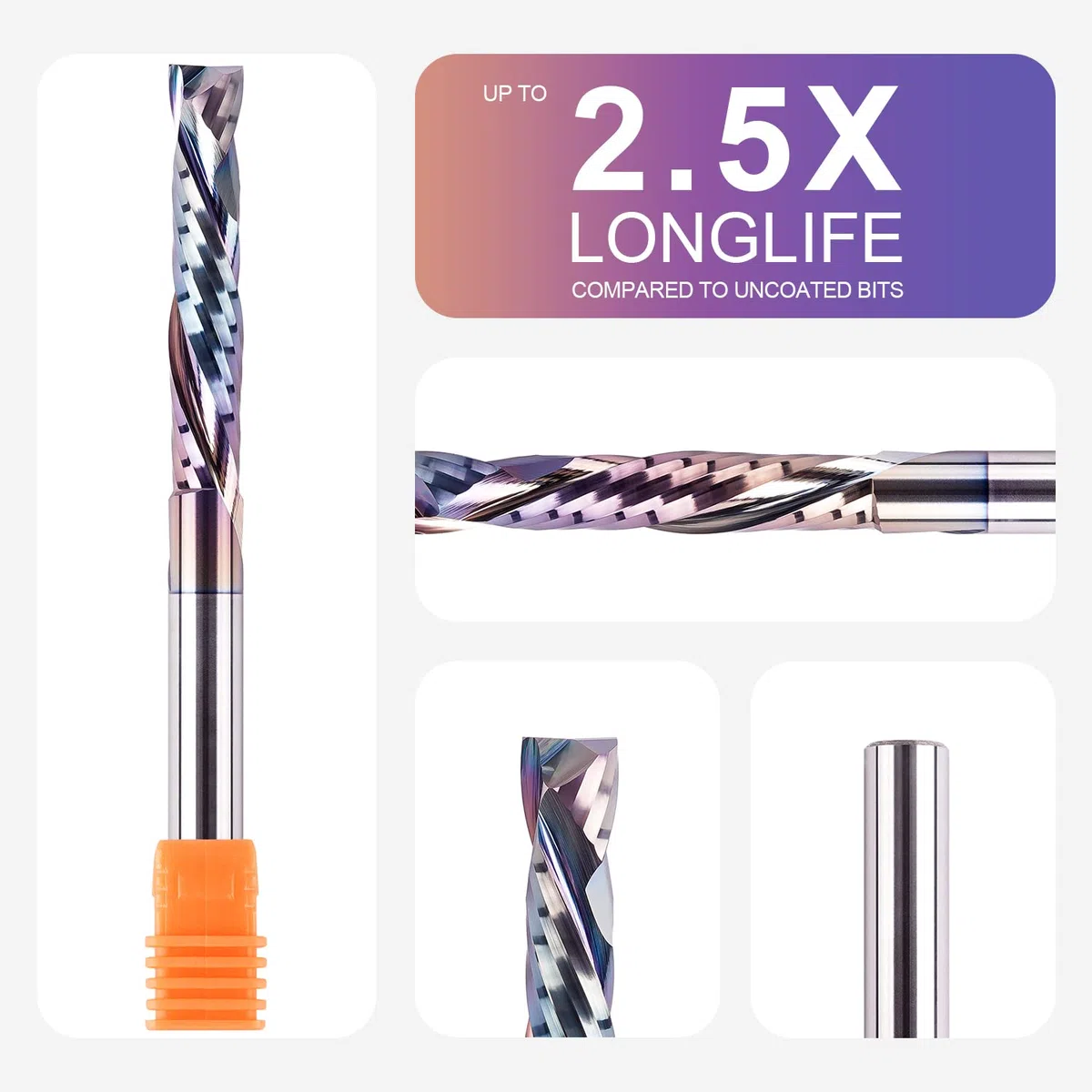 SpeTool Fresas para Madera 8 mm Fresa de Ranurar Compresión Fresa Helicoidal CNC Carburo Sólido Fresa Espiral con Revestimiento TAC HRC55 Extralarga Longitud de Corte 32mm Fresas de Corte de Madera