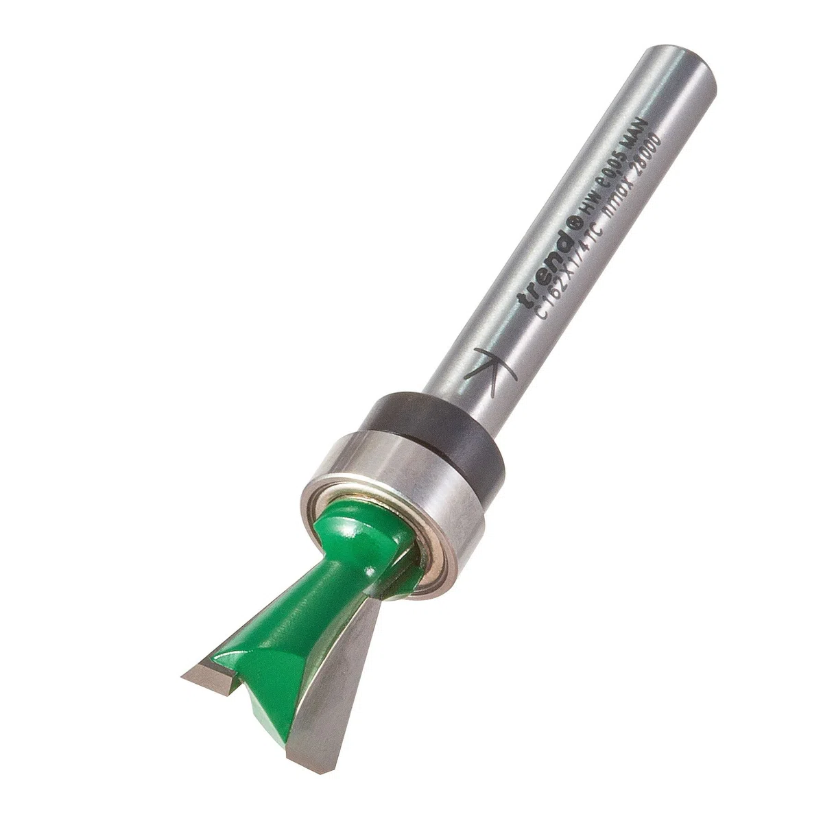 Trend CraftPro - Broca de corte de cola de milano, vástago de 1/4 pulgadas, diámetro de corte de 12,7 mm y espolón de 104 grados, punta de carburo de tungsteno, C162X1/4TC