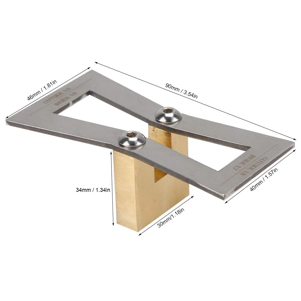 Herramienta de Cola de Milano, Regla de Cola de Milano Calibre de Cola de Milano de Acero Inoxidable Preciso para Empalmes de Placas para Conexión Rectangular para Reparación de Grietas(Sin escala)