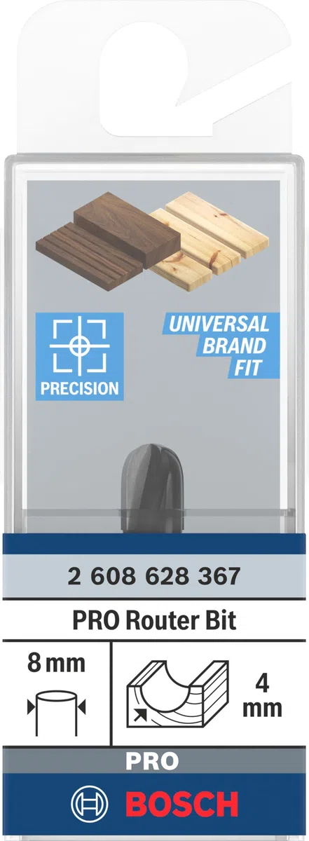 Bosch Professional 2 608 628 367 - Fresas para medias cañas - 8 mm, R1 4 mm, D 8 mm, L 9,2 mm, G 40 mm (pack de 1)