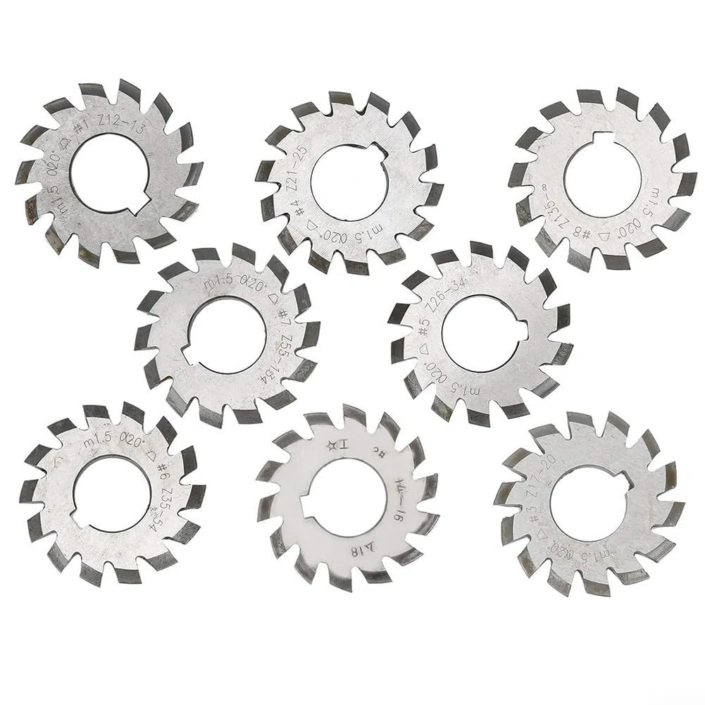 Juego de fresas de engranajes HSS M1.5, orificio de 22 mm, ángulo de presión de 20 °, módulo 1.5 engranajes cónicos para mecanizado de metales CNC