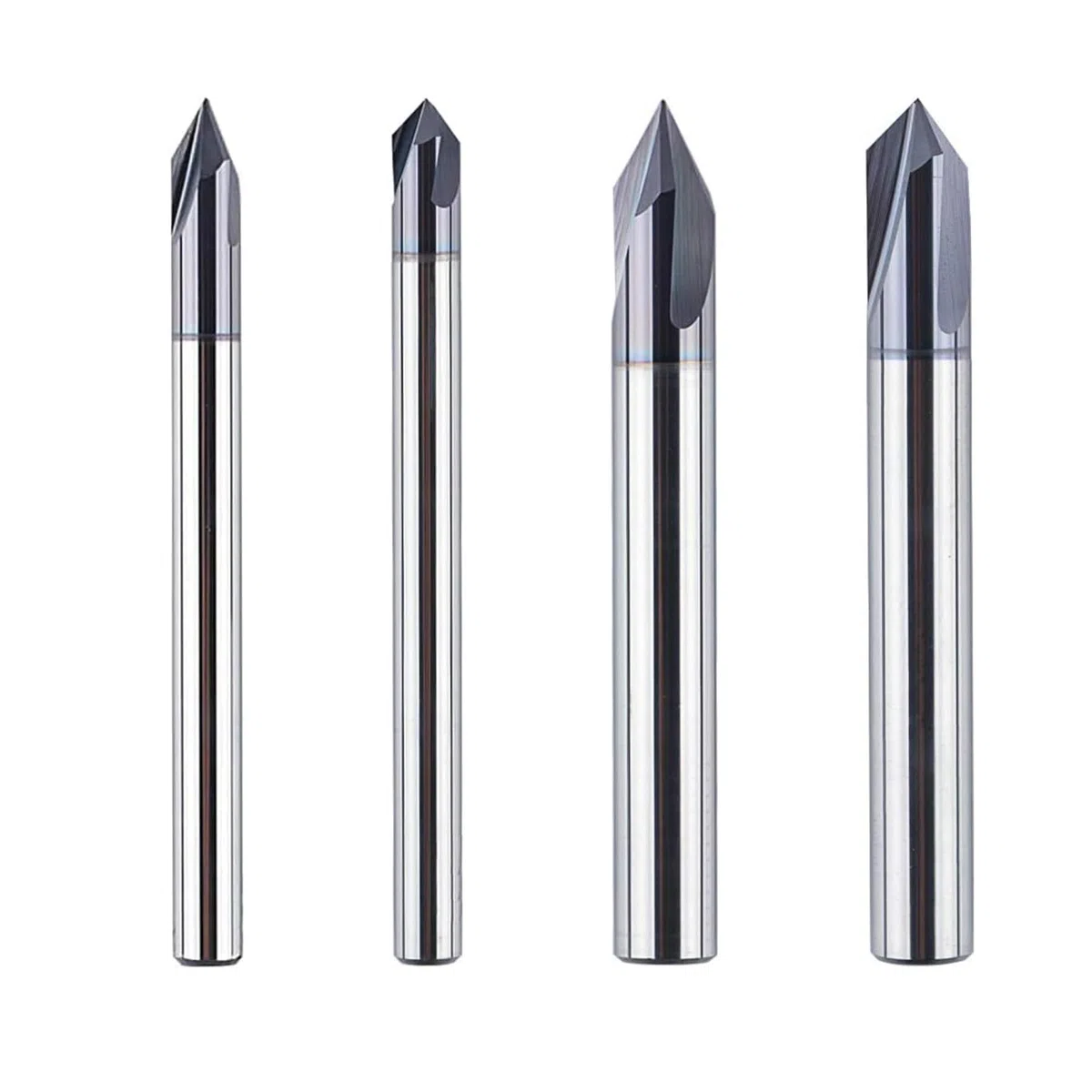 SpeTool Fresa de grabado de 4 mm y 6 mm, vástago de 60 grados y 90 grados, VHM, 3 flautas, punzones de grabado, fresadora de madera CNC, fresa para fresadora con revestimiento TiAlN