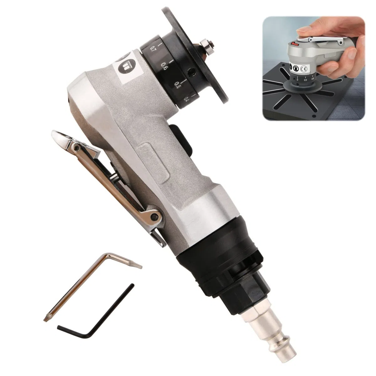 Mini máquina de corte de chaflán Aire comprimido, velocidad de ralentí: 30000 rpm, capacidad de chaflán: C0.1-C1.5, profundidad ajustable: 0.1 mm-0.9 mm, para borde recto/circular