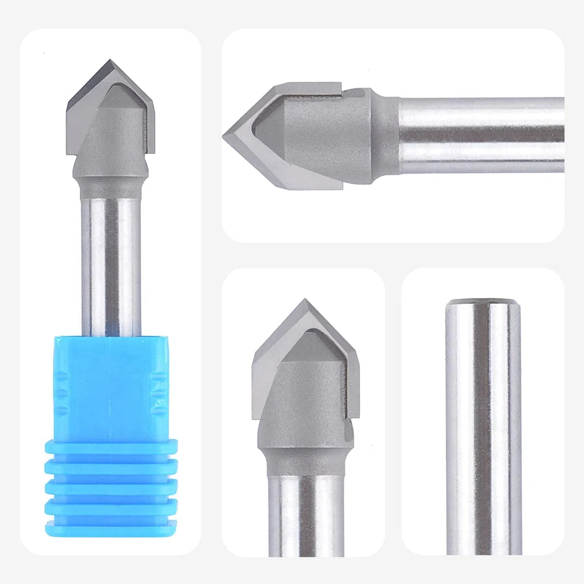 SpeTool Fresa de Chaflán Fresa para Madera 8mm Fresa de Ranura en V Fresa Grabado 90 Grados 2 Filos Carburo Sólido de Tungsteno con TiAlN Revestimiento Fresas de V para CNC para Grabar Chaflanes