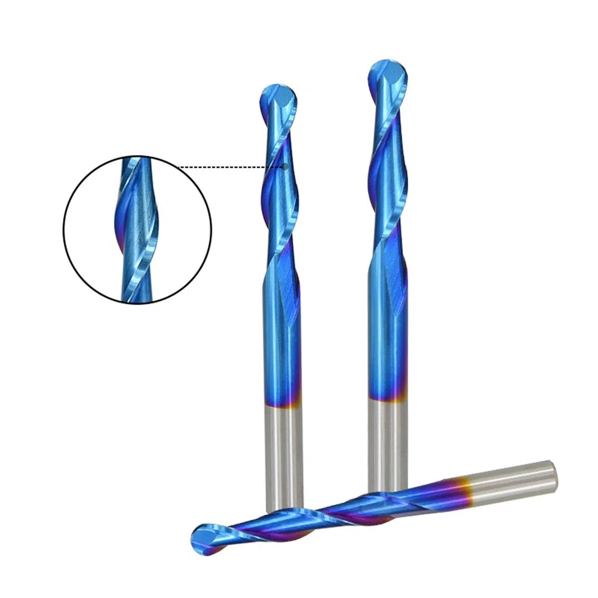 Lcuihongoing-Shank Molino de Extremo de la Nariz de la Bola 4 / 6mm Shank 2 Flute CNC Router bit Nano Blue Blue Carbide Cutter Fresing, Suave Afilado (Cutting Edge Length : 6x28x50)