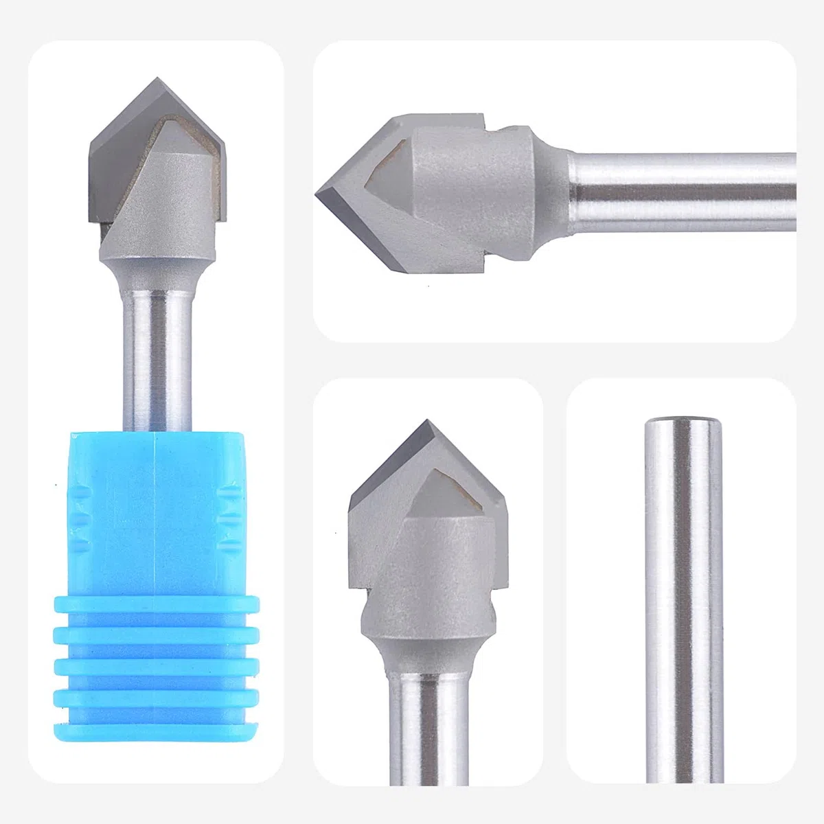 SpeTool Fresa de Chaflán Fresa para Madera 6mm Fresa de Ranura en V Fresa Grabado 90 Grados 2 Filos Carburo Sólido de Tungsteno con TiAlN Revestimiento Fresas de V para CNC para Grabar Chaflanes