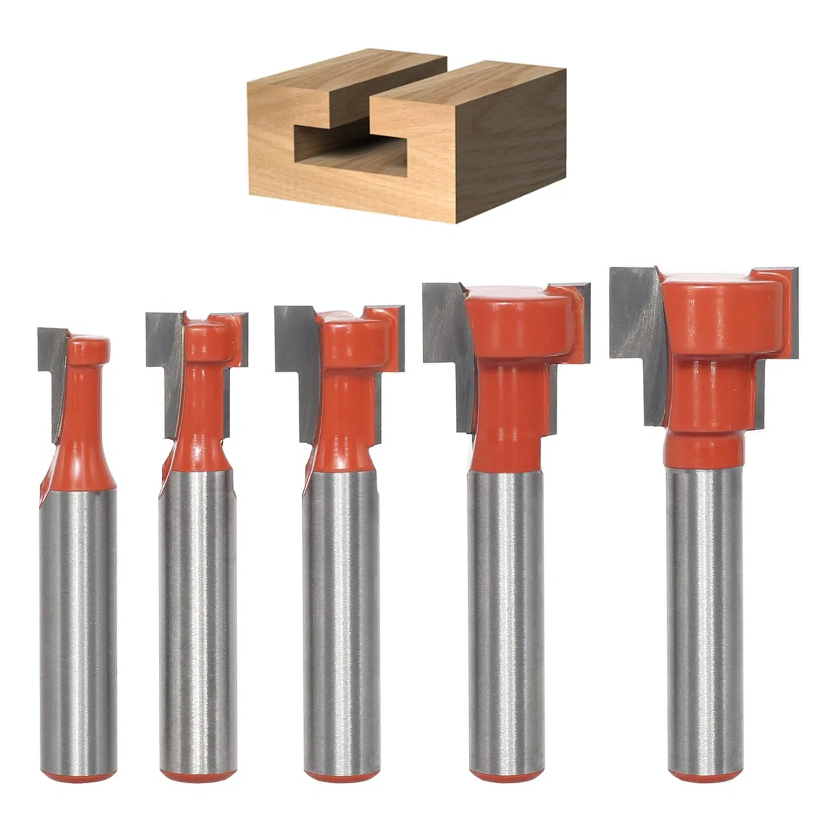 Fresa de ranura en T de 5 piezas, mango de 8 mm, ranura en T, fresadora para madera, fresadora en T, fresadora para carpintería