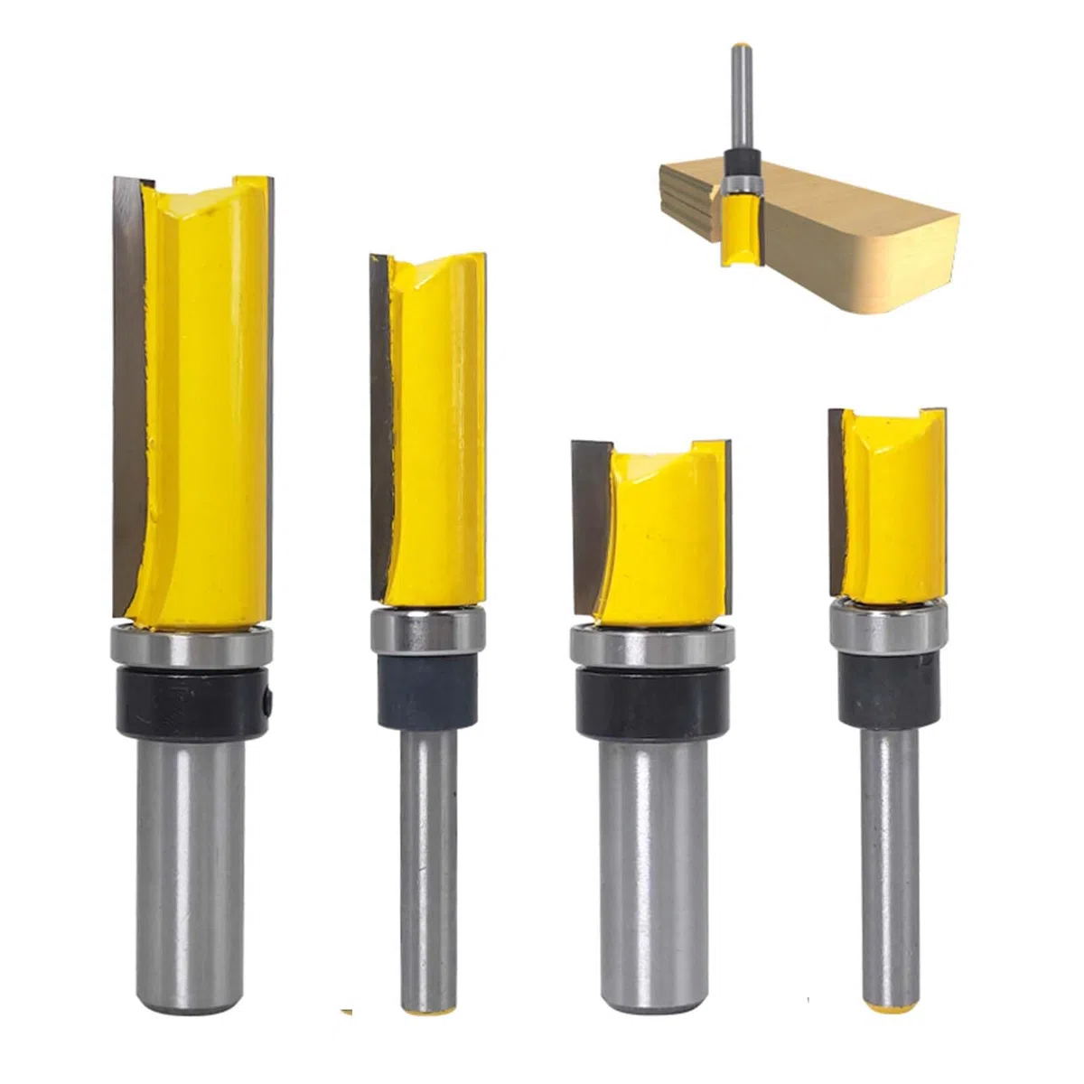 Fresa de enrasado de 4 piezas con vástago de 8 mm, fresa para copiadora y fresadora, rodamiento de bolas, fresa de ranura de 8 mm