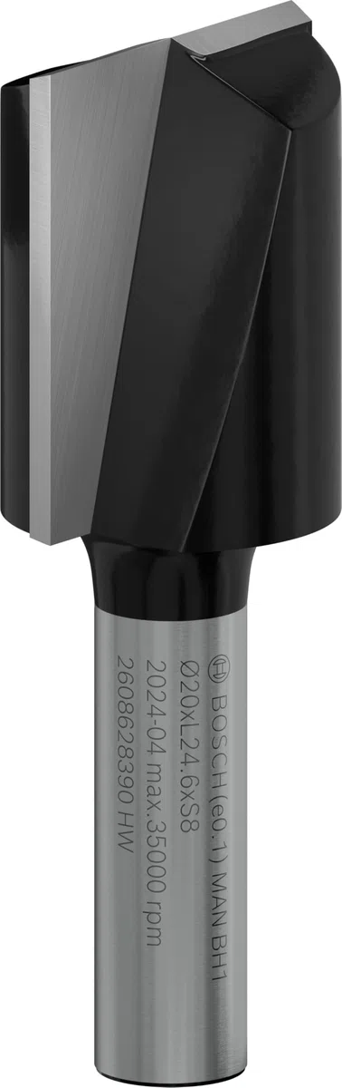 Bosch Professional 2 608 628 390 - Fresas de ranurar - 8 mm, D1 20 mm, L 25 mm, G 56 mm (pack de 1), Negro, Acero Inoxidable