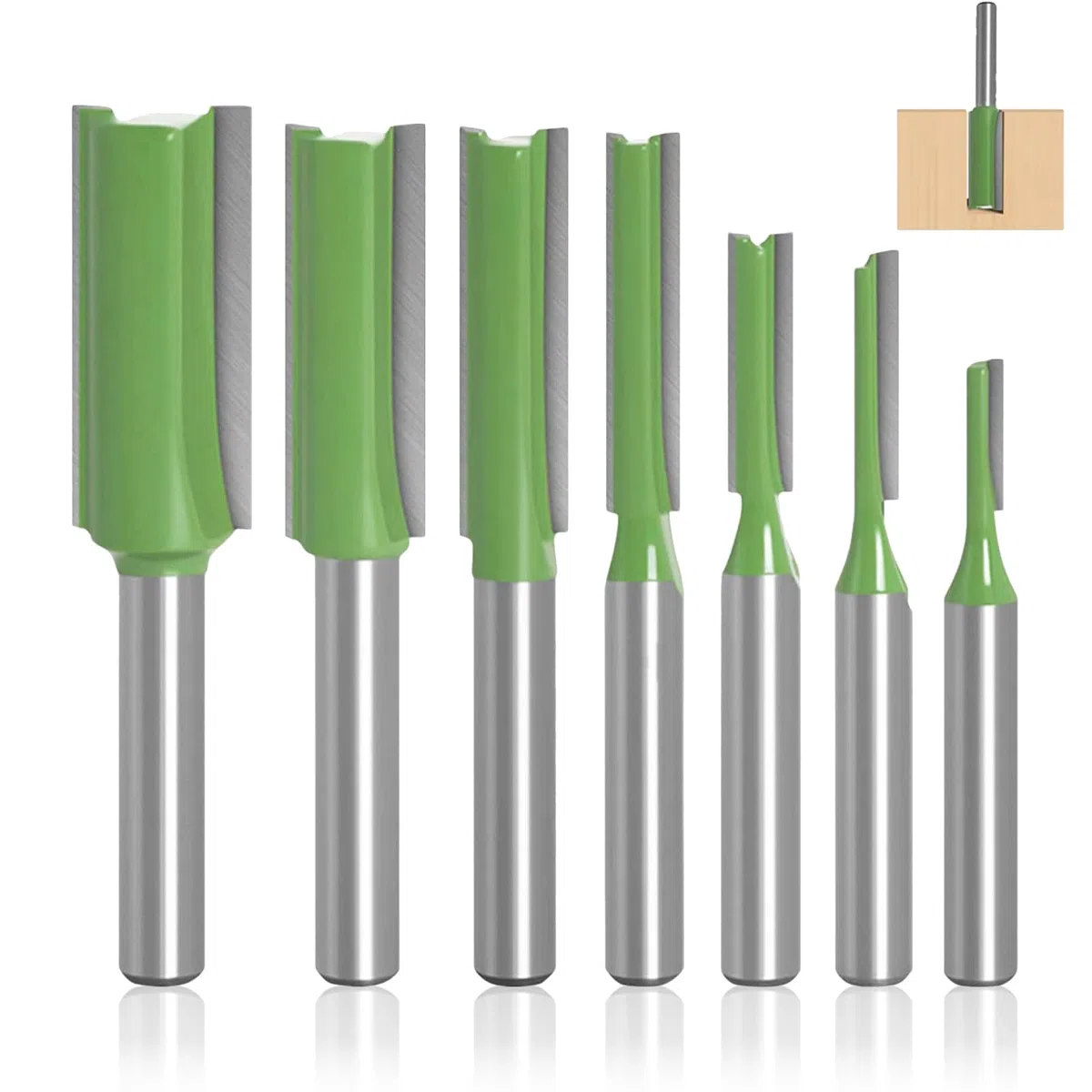 Fresa para Router, 7 Piezas de Aleación de Ranurado de Corte de 6mm de Mango, de Doble Filo de Corte Recto, Varios Tamaños de Corte Conjunto, para el Corte de Madera